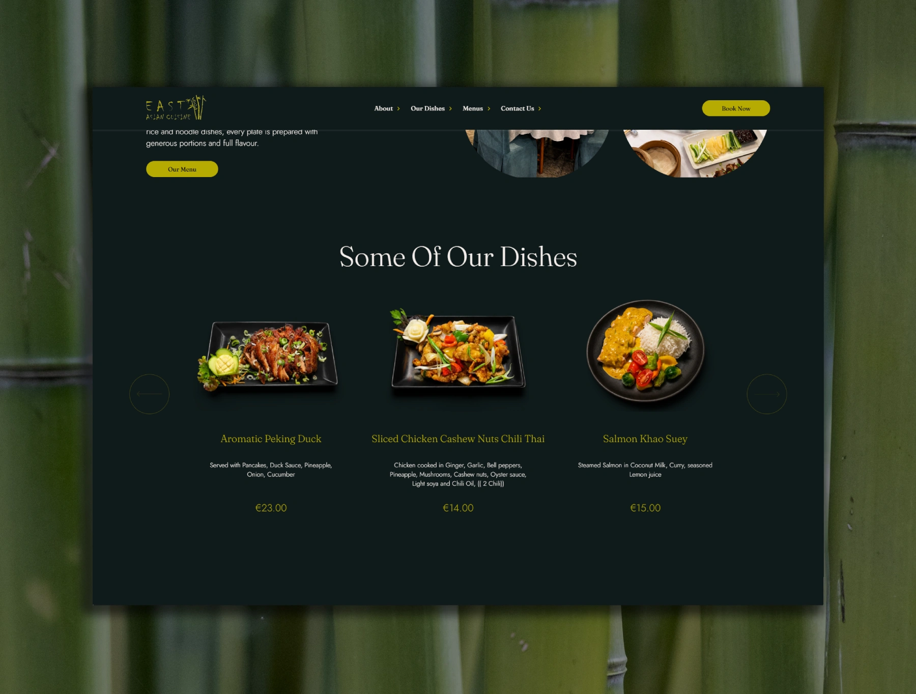 East Asian Cuisine restaurant landing page designed and developed by Dreivo