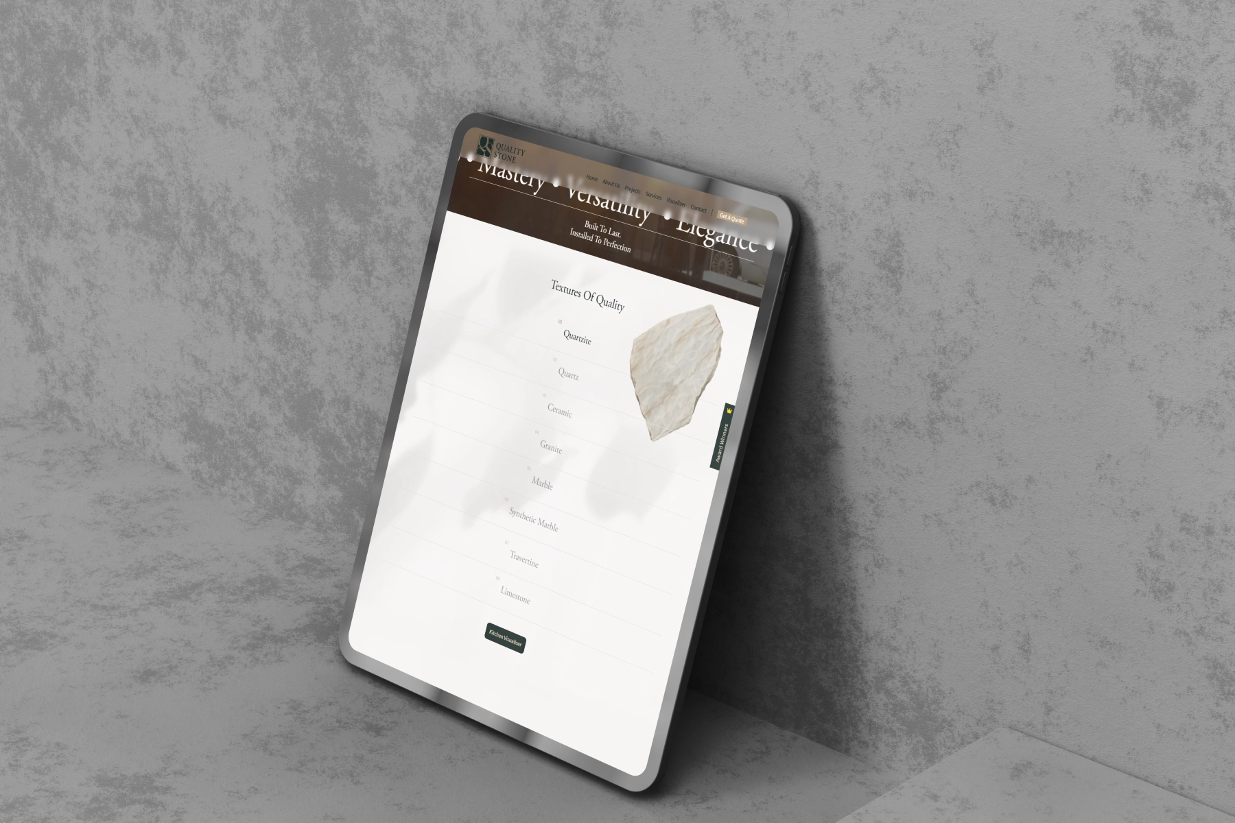 Quality Stone premium website with interactive Kitchen Visualiser and custom quote builder